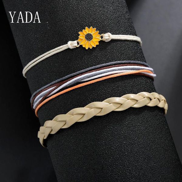 

яд подарки 3 шт мода подсолнечник braceletsbangles для женщин handmade diy браслеты шарма friendship браслета ювелирных изделий bt200239 sqc, Golden;silver