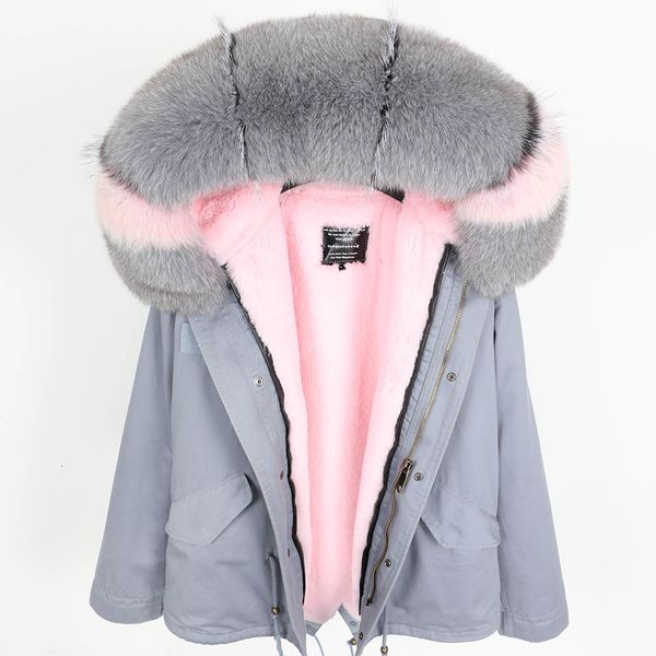 

new women's fur 2021 coat, fox skin collar, medium length detachable thin lining, parker winter clothes. fc23, Black