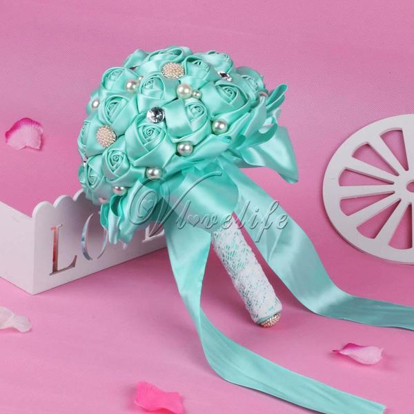 

artificial wedding flowers bridal bouquets wedding decoration lace rose ribbon flowers handmade festive party supplies