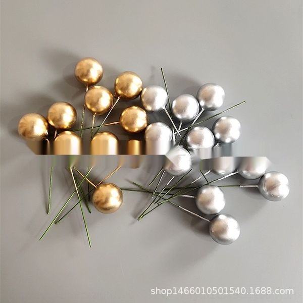 

twrz3 cold golden cake silver silver ball cake decoration ins 30 wind golden baked ball plug-in decoration baking hlnxa