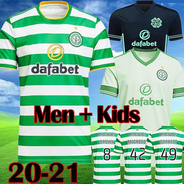 

2020 2021 celtic soccer jerseys 20 21 mcgregor griffiths sinclair forrest brown rogic christie home third football shirt men kids kit, Black;yellow
