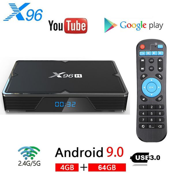 

x96h android 9.0 smart tv box 4gb 64gb h603 6k dual wifi bt4.1 google player youtube установите верхнюю коробку x96 max