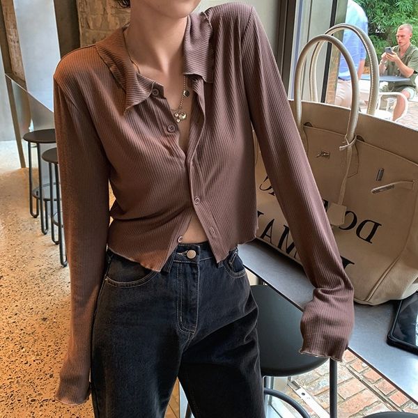 

black polo collar t-shirt women's autumn new women's wear versatile fashion coat t-shirt aqzor, White;black