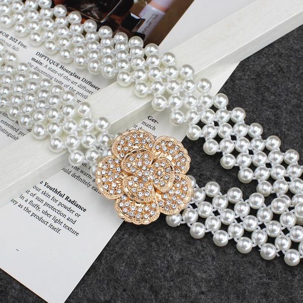 

лето диких дамы жемчужный пояс резинке двухрядные четыре ряда с юбкой wild пояса модный элегантный украшения, Black;brown