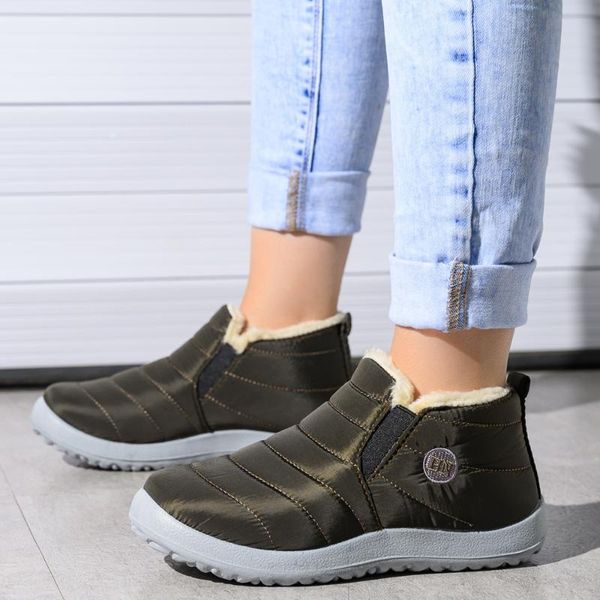 

2020 winter boots women waterproof snow women shoes flat casual winter shoes ankle boots for plus size botas mujer, Black