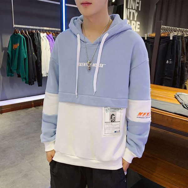 

new fall 2020 casual fashion sportswear men's breathable slim coat splicing hoodie, Gray