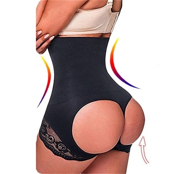 Plus Size Cintura Trainer Corpo Shaper Oco Out Barriga Cintura Alta Bunda Levantador Mulheres Firm Shorts Shapewear Tamanho Grande 4XL 3XXL 220307