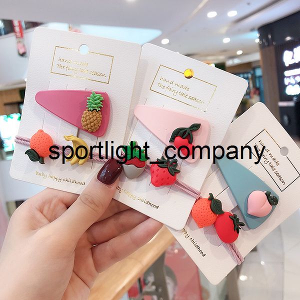 

2022 2 pcs/set girls cute colorful vegetables fruits hairpins children lovely hair clips barrettes headband kids hair accessories, Slivery;white