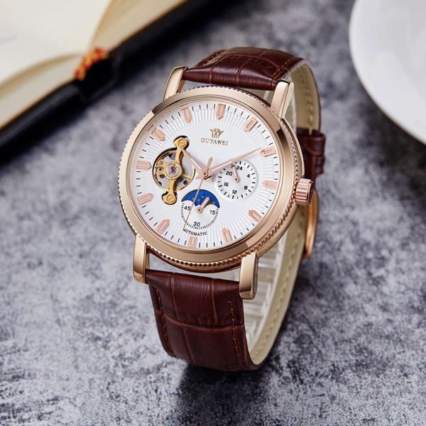 

wristwatch mechanical automatic watch men's f409, Slivery;brown