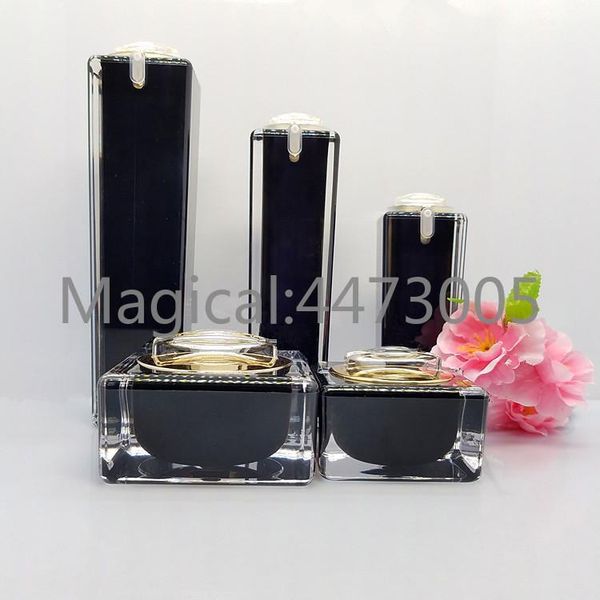 

storage bottles & jars 6pcs/lot 15/30/50g black empty jar bottle for cosmetic face eye essence cream 30/50/100ml makeup beauty cleanser tone