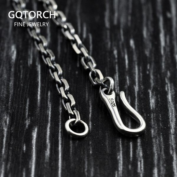 

925 sterling silver bracelets for men and women vintage punk link chain bracelets simple design with hooks bileklik 1028, Black