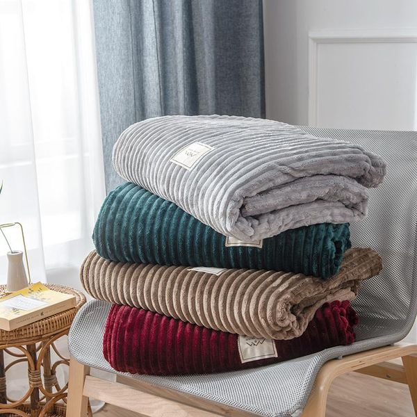 

blankets coral bed blanket grey color soft flannel single double king warm plaids for beds mantas de cama thow