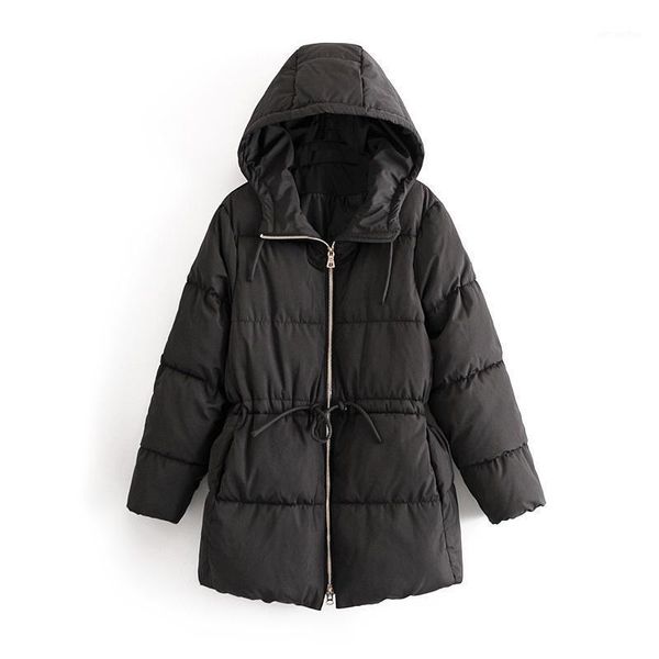 

causal women hooded padded jacket 2020 winter fashion ladies zipper parka streetwear female wadded jacket girl thick outercoat1, Black