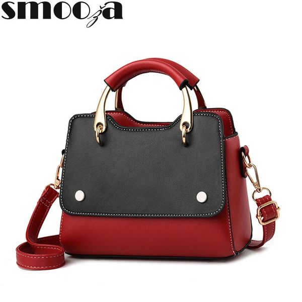 

hbp smooza metal handle small handbags for female solid color pu leather shoulder