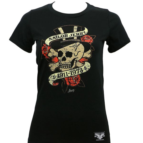 

women's tee sailor jerry tattoo war of the roses skull girl juniors black t shirt s xl new female natural sport hooded sweatshirt hoodi
