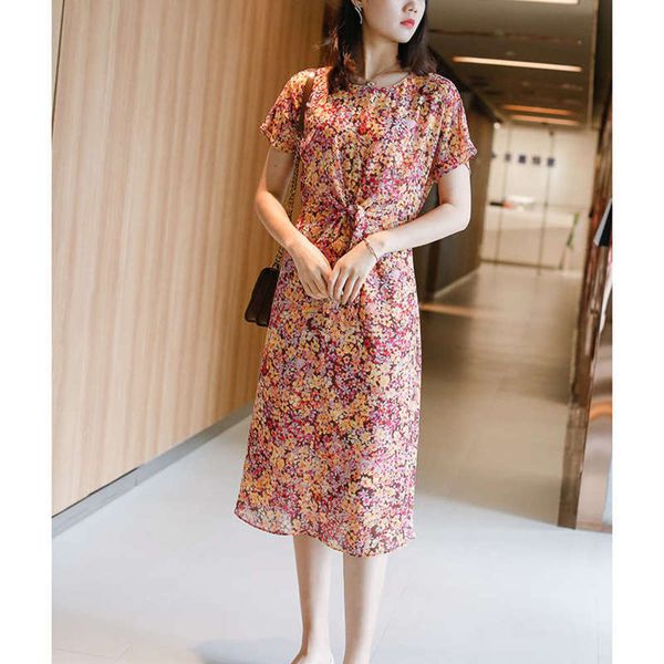 

style return, no change 2020 summer holiday printed fairy dress, Black;gray