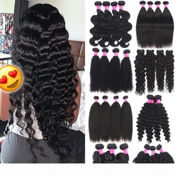 

brazilian human hair weaves 9a unprocessed virgin human hair wefts indian malaysian peruvian hair extensions double weft body wave bundles, Black