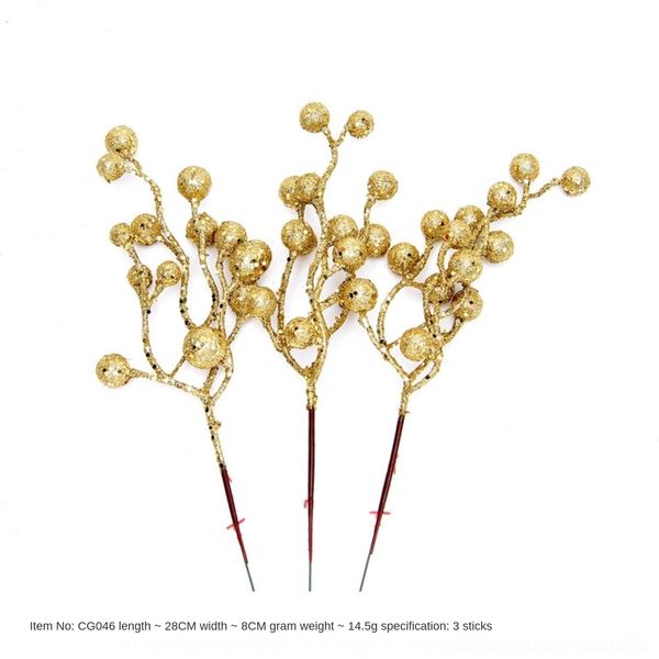 

o6fvw 28cm simulation cuttings gold powder sequins foam christmas berry fruit tree decorative christmas fruitsequin fruit cuttings flower wx