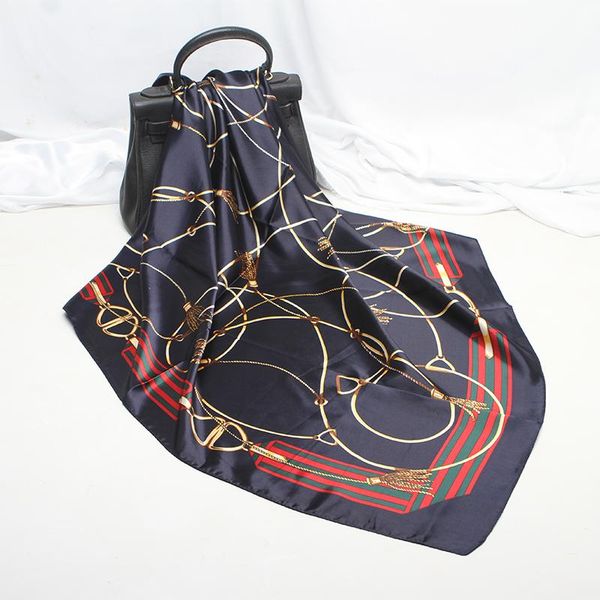 

scarves 2021 classic lady simulation silk satin fashion style, Blue;gray