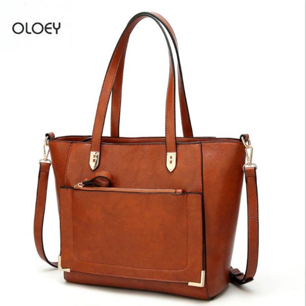 

oloey new ladies large-capacity tote bag fashion retro one-shoulder messenger bag business handbag leather handbag