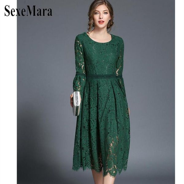 

party dresses sexemara 2021 han queen women lace dress high-end ladies o-neck stitching runway vintage female slim sexy, White;black