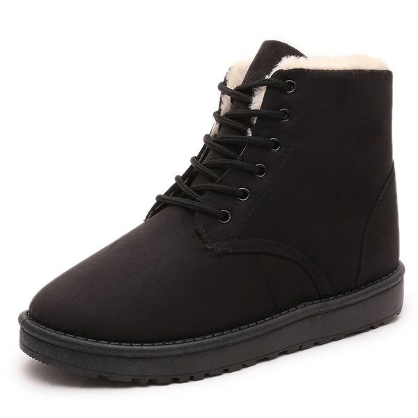 

boots women winter warm snow boots women faux suede ankle for female winter shoes botas mujer plush shoes woman, Black