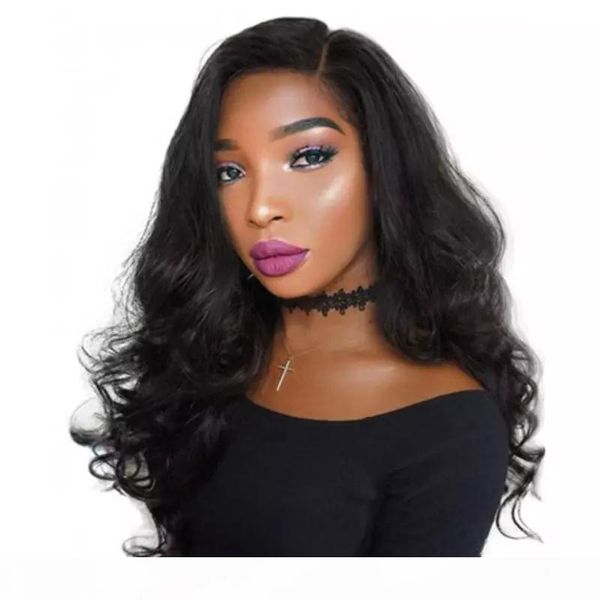 

13x6 human hair lace front wigs body wave glueless virgin peruvian pre pucked hairline 13x6 deep part lacefront wig for black women, Black;brown