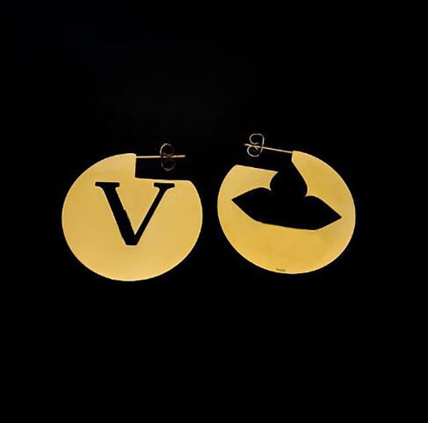 

fashion hoop huggie charm earrings aretes for women party wedding engagement lovers gift jewelry with box, Golden;silver