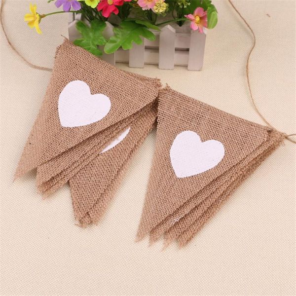 

3.5м love heart shape деревенское hessian джута льняной овсянка флаги burlap вымпел свадьба баннеры висячие garland партии украшения yxlszc