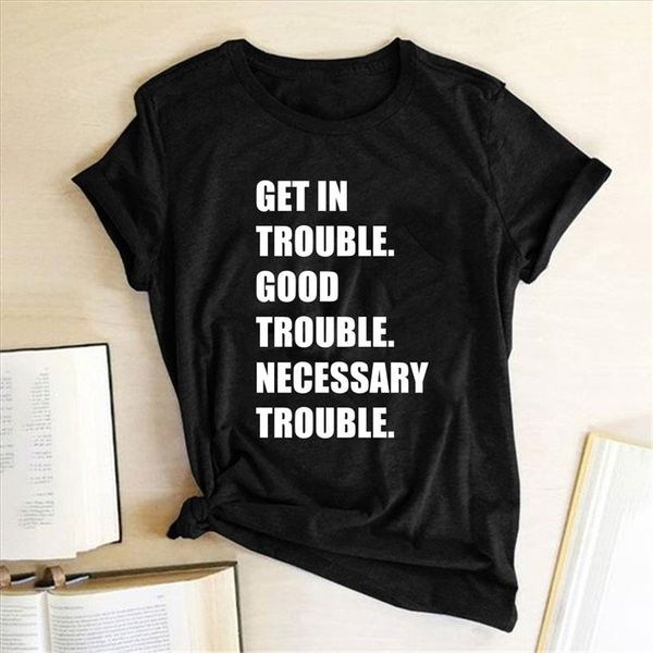 

get in trouble printed t shirts women summer 2021 for teens casual woman tshirts fashion round neck harajuku clothes female, White