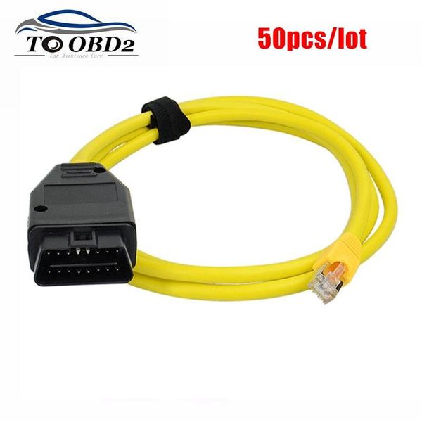 

50pcs ethernet to obd rj45 interface cable 16pin high performance e-sys icom coding f-series for enet fault codes diagnostic