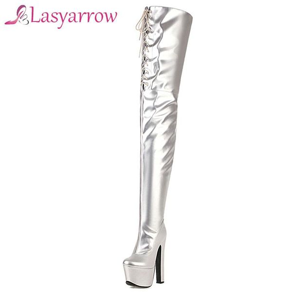 

boots lasyarrow over the knee woman block high heels thigh boot pu leather round toe zip long winter size 34-46, Black