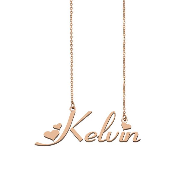 

kelvin name necklaces pendant custom personalized for women girls children friends mothers gifts 18k gold plated stainless steel, Silver