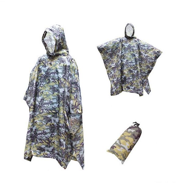 

tactical multifunction raincoat poncho cover tent hiking rainwear portable durable waterproof picnic blanket new, Blue;black