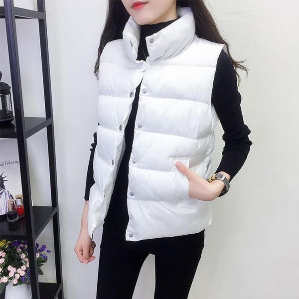 

down cotton vest jacket women loose sleeveless oversized warm vest female coats casual streetwear waistcoat women's q18591, Black;white