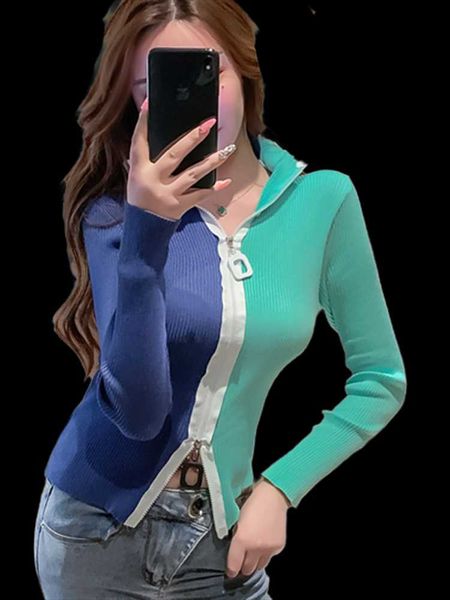

women's knits & tees harajuku blue white green pink cardigans knitted sweater women winter clothing casual ladies female 2021 v neck
