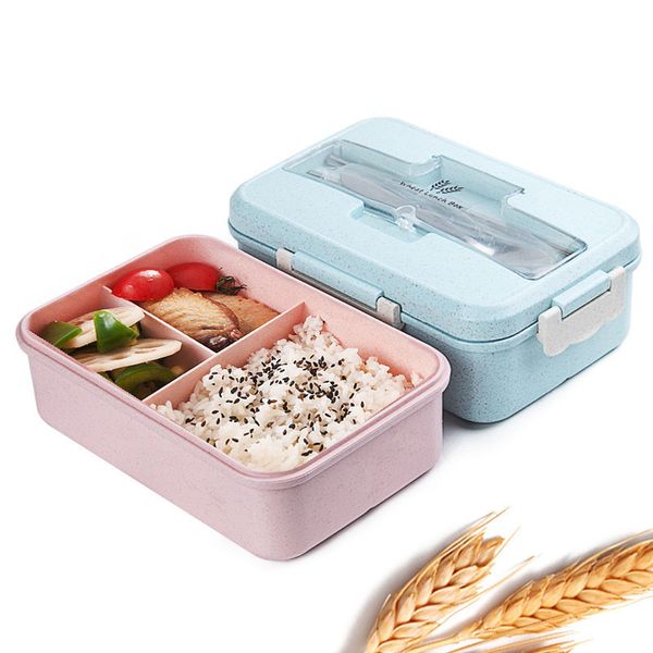 Lunch Box sigillato Microonde Paglia di grano Bento per adulti Contenitore per la conservazione degli alimenti per bambini Bpa Free Stoviglie per la scuola in stile giapponese 201128