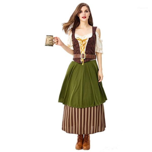 

new german oktoberfest beer girl costume ladies winery waiter work clothes1, Silver