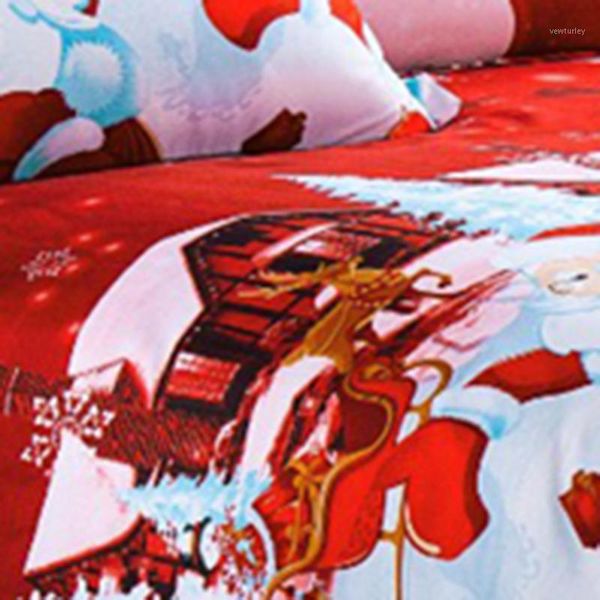 

bedding sets christmas day bed sheet household quilt pillow cover santa claus 4 piece suit red cotton goods gifts for children1