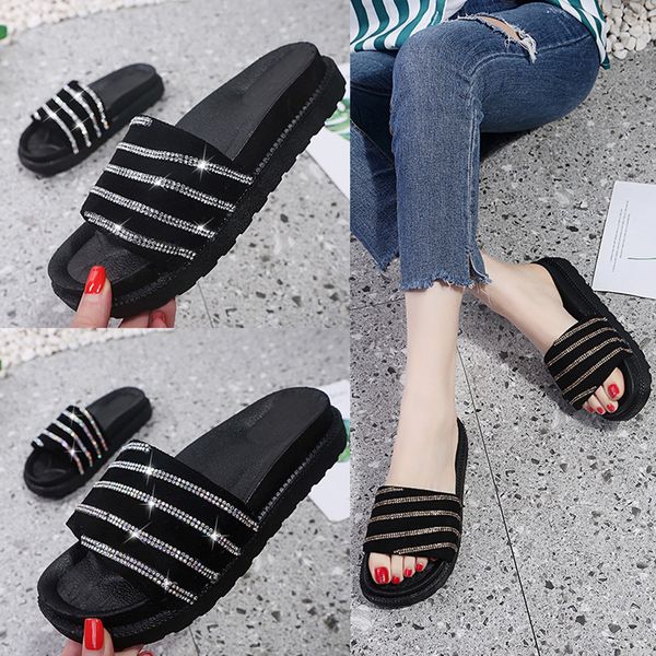 

сандалии женщины трусы летняя обувь сандалии rhinestone плоской подошве женская пляжная обувь sapatos zapatos де mujer m24, Black