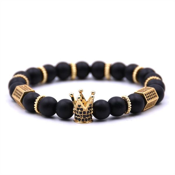 

mkendn 2018 новый модный diy роскошный pave cz cube crown charm bracte для мужчин женские каменные бусины браслет мода ювелирные изделия под