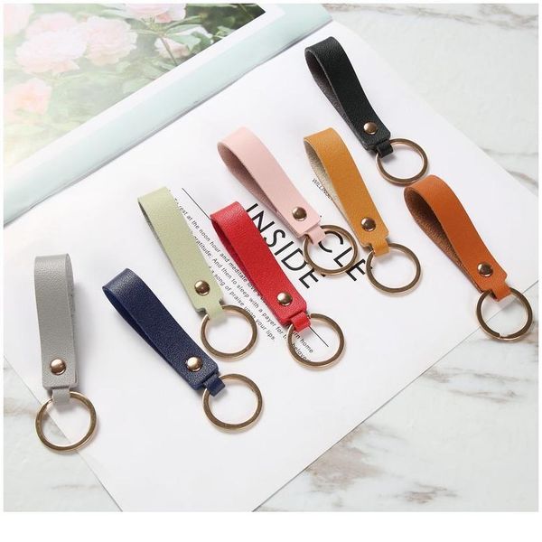 

8 colors fashion pu leather keychain business gift leather key chain car key strap waist wallet keychains keyrings jllglu