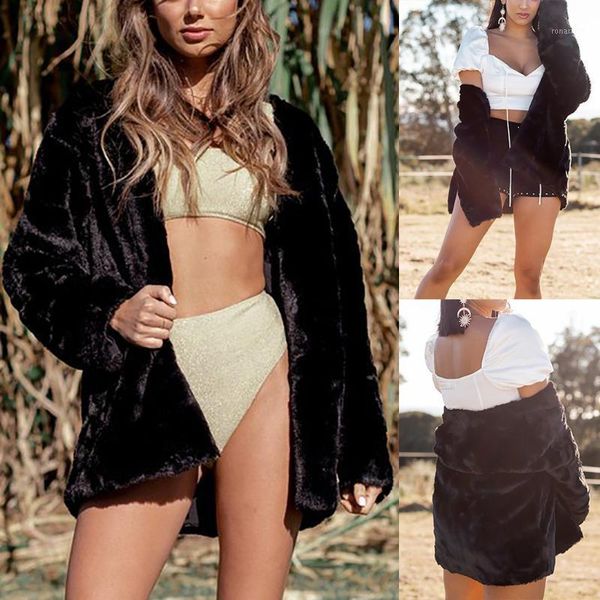 

feitong ropa mujer jackets womens lady warm faux fur coat jacket winter v-neck solid outerwear jackets kurtka zimowa damska #9201, Black;brown