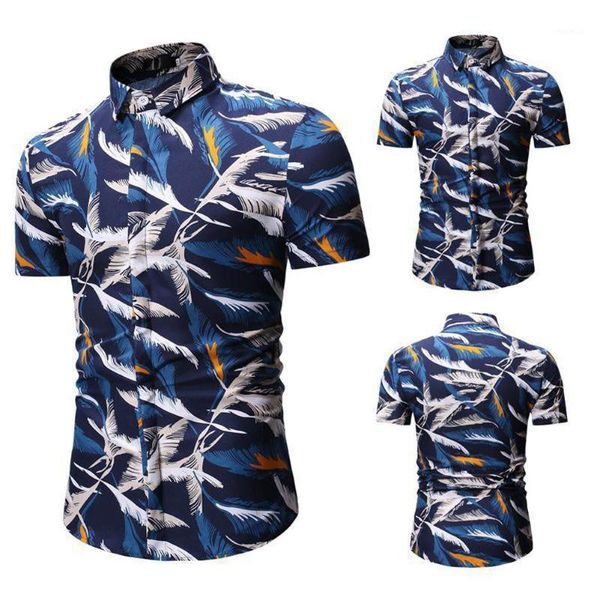 

zacoo men fashion new casual short sleeve floral slim shirt 1, White;black