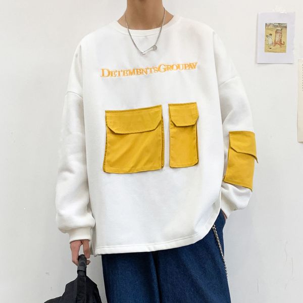 

spring 2021 new fashion male hoodies in work done with large embroidered tools loose around the neck white njjz, Black