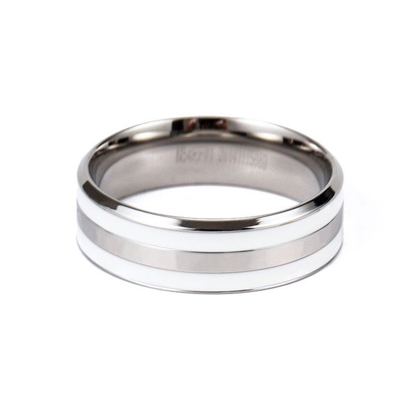 

jewelry titanium steel women's ring color enamel fashion simple plain ring stainless steel men's ring, Silver