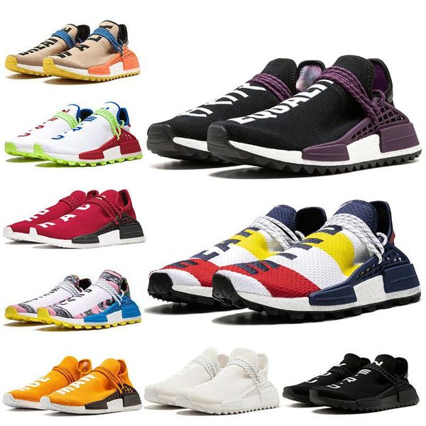 

специальное предложение human race hu след кроссовки pw pharrell williams тройной черный белый синий солнечный пакет sun glow женщины мужски