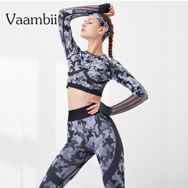 

yoga outfits mesh clothing camouflage seamless suit for fitness leggings 2 piece set sports suits women tracksuits women's sport gy, White;red