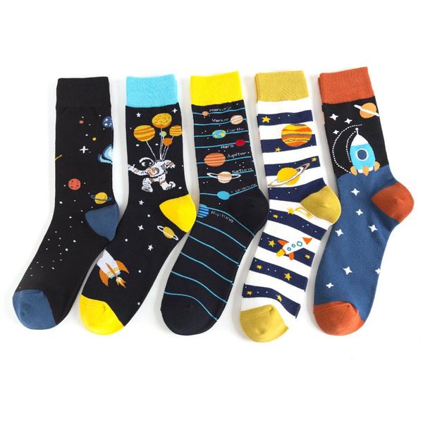 

счастливые мужчины носки хлопка большого размера новизны смешной графический носки высокого качества хлопок длинные пробки спорт повседневны, Black