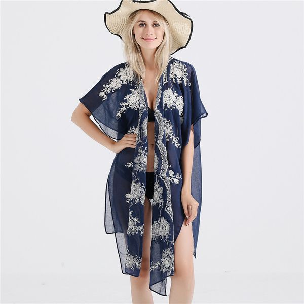 

2020 platform new summer sun protection travel fashion beach kimono cardigan, Blue;gray